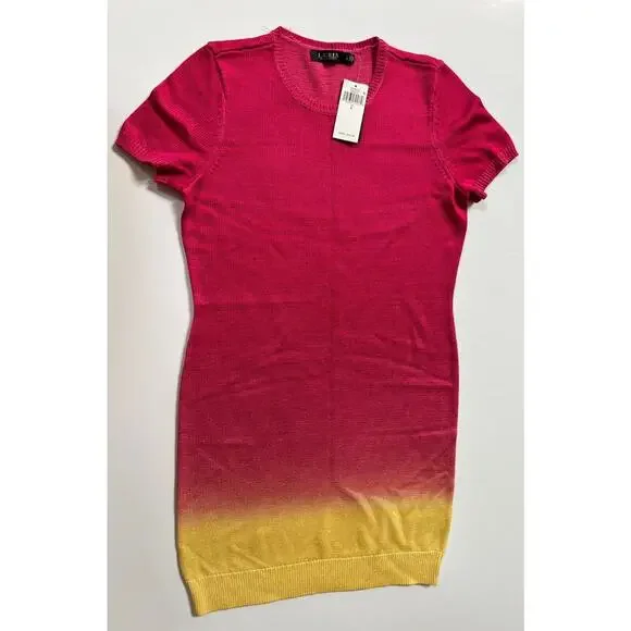 Lauren Ralph Lauren Women's Dip-Dyed Short Sleeve Jersey Dress Size L NWT - Picture 6 of 12